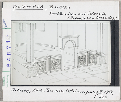 Vorschaubild Olympia: Basilika, Sanktuarium mit Schranke, Rekonstruktion von Orlandos 